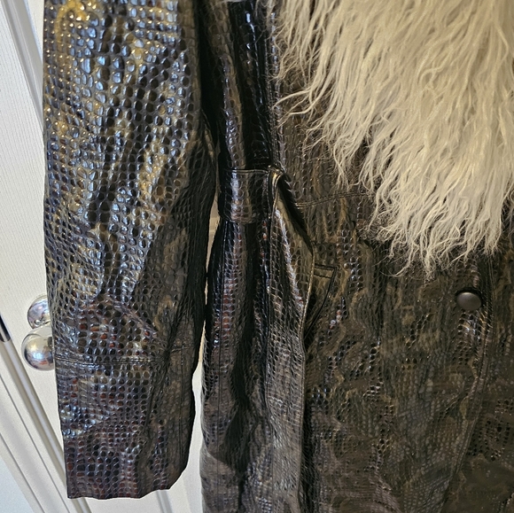 NWT Free People Vegan Midnight Train Duster Jacket Removable Faux Fur Size L - Picture 2 of 11